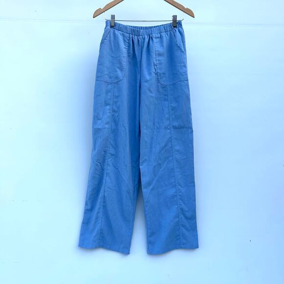 Yellow The Label Yllw Set Wide Leg Pants Crop Blue Vacation Co-Ord Medium Small - Picture 8 of 14